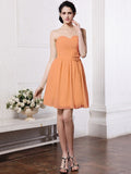 A-Line/Princess Sweetheart Sleeveless Pleats Hand-Made Flower Chiffon Bridesmaid Dresses TPP0005875