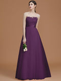 A-Line/Princess Bateau Sleeveless Floor-Length Applique Tulle Bridesmaid Dresses TPP0005365