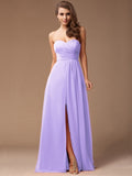 Sheath/Column Sweetheart Sleeveless Long Ruffles Chiffon Bridesmaid Dresses TPP0005183