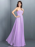 A-Line/Princess Sweetheart Pleats Sleeveless Long Chiffon Bridesmaid Dresses TPP0005405