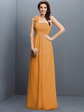 A-Line/Princess Strapless Hand-Made Flower Sleeveless Long Chiffon Bridesmaid Dresses TPP0005737