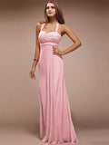 Sheath/Column Halter Sleeveless Long Ruffles Chiffon Bridesmaid Dresses TPP0005445