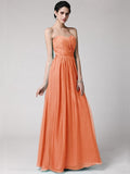 Sheath/Column Sweetheart Sleeveless Pleats Long Chiffon Bridesmaid Dresses TPP0005844