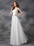 A-line/Princess Sweetheart Sleeveless Ruched Long Chiffon Bridesmaid Dresses TPP0005267