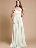 A-Line/Princess Halter Sleeveless Long Ruffles Chiffon Bridesmaid Dresses TPP0005483