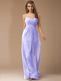 Sheath/Column Sweetheart Sleeveless Long Beading Ruffles Chiffon Bridesmaid Dresses TPP0005772