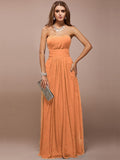 Sheath/Column Sweetheart Sleeveless Ruffles Long Bridesmaid Dresses TPP0005279