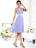 A-Line/Princess V-neck Sleeveless Short Chiffon Bridesmaid Dresses TPP0005239