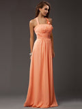 Sheath/Column Halter Sleeveless Ruffles Long Chiffon Bridesmaid Dresses TPP0005366