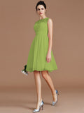 A-Line/Princess Sweetheart Sleeveless Lace Short/Mini Chiffon Bridesmaid Dresses TPP0005413