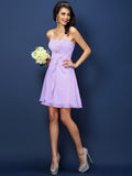 A-Line/Princess Sweetheart Beading Sleeveless Short Chiffon Bridesmaid Dresses TPP0005052