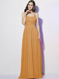 Sheath/Column Spaghetti Straps Sleeveless Pleats Long Chiffon Bridesmaid Dresses TPP0005447