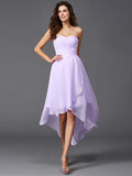 A-Line/Princess Sweetheart Ruffles Sleeveless High Low Chiffon Bridesmaid Dresses TPP0005195