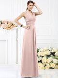 A-Line/Princess Halter Pleats Sleeveless Long Chiffon Bridesmaid Dresses TPP0005502