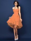 A-Line/Princess Sweetheart Pleats Bowknot Sleeveless Short Chiffon Bridesmaid Dresses TPP0005328