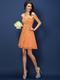 A-Line/Princess Sweetheart Beading Sleeveless Short Chiffon Bridesmaid Dresses TPP0005052