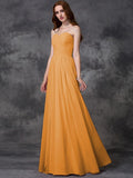 A-line/Princess Sleeveless Sweetheart Ruffles Long Chiffon Bridesmaid Dresses TPP0005741