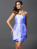 Sheath/Column Strapless Sleeveless Short Taffeta Bridesmaid Dresses TPP0005860