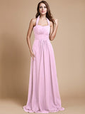 A-Line/Princess Halter Sleeveless Long Ruffles Chiffon Bridesmaid Dresses TPP0005483