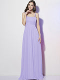 Sheath/Column Spaghetti Straps Sleeveless Pleats Long Chiffon Bridesmaid Dresses TPP0005447