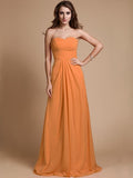 A-Line/Princess Sweetheart Sleeveless Ruffles Chiffon Long Bridesmaid Dresses TPP0005380