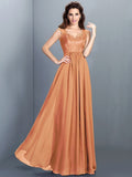 A-Line/Princess Scoop Lace Sleeveless Long Chiffon Bridesmaid Dresses TPP0005303