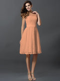 A-Line/Princess Scoop Sleeveless Short Lace Bridesmaid Dresses TPP0005269