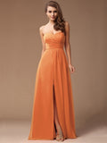 Sheath/Column Sweetheart Sleeveless Long Ruffles Chiffon Bridesmaid Dresses TPP0005183