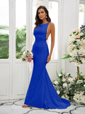 Sheath/Column Stretch Crepe Ruffles Square Sleeveless Sweep/Brush Train Bridesmaid Dresses TPP0004954