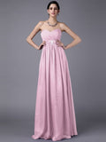 A-Line/Princess Sweetheart Sleeveless Beading Pleats Long Chiffon Bridesmaid Dresses TPP0005818