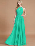 A-Line/Princess Chiffon Scoop Sleeveless Floor-Length Bridesmaid Dresses TPP0005219