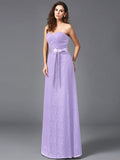 A-Line/Princess Sweetheart Sash/Ribbon/Belt Sleeveless Long Lace Bridesmaid dresses TPP0005357