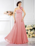 A-Line/Princess One-Shoulder Pleats Sleeveless Long Chiffon Bridesmaid Dresses TPP0005496