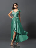 Sheath/Column Sleeveless High Low Silk like Satin Bridesmaid Dresses TPP0005141