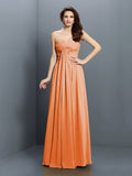 A-Line/Princess Sweetheart Pleats Sleeveless Long Satin Bridesmaid Dresses TPP0005522