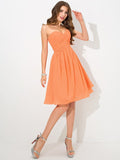 A-Line/Princess Sweetheart Pleats Sleeveless Short Chiffon Bridesmaid Dresses TPP0005313