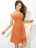 Sheath/Column Sweetheart Pleats Sleeveless Short Chiffon Bridesmaid Dresses TPP0005639