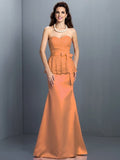 Trumpet/Mermaid Sweetheart Lace Sleeveless Long Satin Bridesmaid Dresses TPP0005592