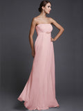 A-Line/Princess Strapless Sleeveless Beading Long Chiffon Bridesmaid Dresses TPP0005500