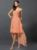 A-Line/Princess Sweetheart Pleats Sleeveless High Low Chiffon Bridesmaid Dresses TPP0005031