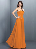 A-Line/Princess Sweetheart Pleats Sleeveless Long Chiffon Bridesmaid Dresses TPP0005405