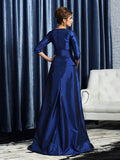 A-Line/Princess V-neck Beading 1/2 Sleeves Long Taffeta Mother of the Bride Dresses TPP0007201