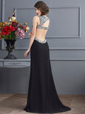 Sheath/Column Straps Sleeveless Beading Long Chiffon Dresses TPP0002268