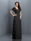 A-Line/Princess Sweetheart Pleats Short Sleeves Long Chiffon Bridesmaid Dresses TPP0005228