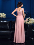 A-Line/Princess V-neck Applique Sleeveless Long Chiffon Mother of the Bride Dresses TPP0007183