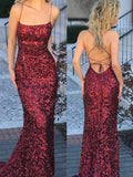 Trumpet/Mermaid Sleeveless Spaghetti Straps Sweep/Brush Train Sequins Dresses TPP0001743