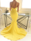 Trumpet/Mermaid Sleeveless Spaghetti Straps Sweep/Brush Train Ruffles Stretch Crepe Dresses TPP0002616