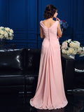 A-Line/Princess V-neck Beading Sleeveless Long Chiffon Mother of the Bride Dresses TPP0007097