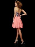 A-Line/Princess Sweetheart Sleeveless Beading Short Chiffon Homecoming Dresses TPP0008597