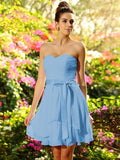 A-Line/Princess Sweetheart Bowknot Sleeveless Short Chiffon Bridesmaid Dresses TPP0005489